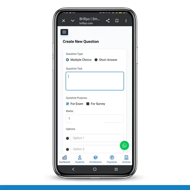 Academics Feature – Create Question (Exam/Survey)